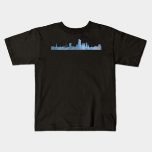London Skyline Blue Watercolor Kids T-Shirt